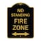 Signmission No Standing Fire Zone W/ Bidirectional Arrow, Black & Gold Aluminum Sign, 18" x 24", BG-1824-23587 A-DES-BG-1824-23587 - alternate 1